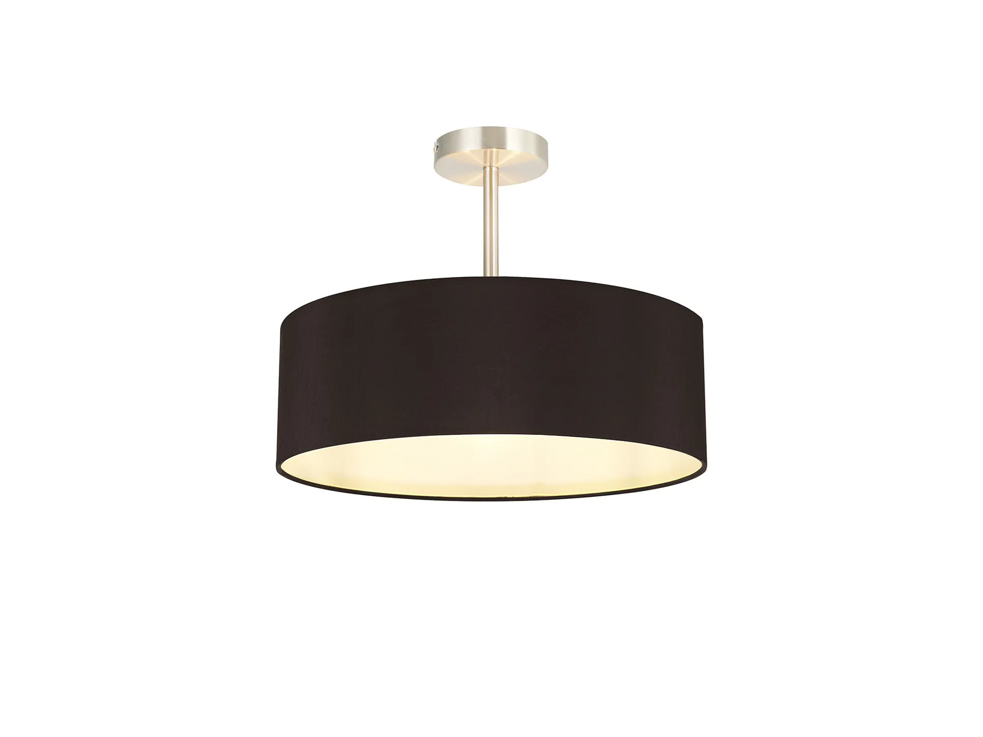 Baymont 45cm Semi Flush 5 Light Satin Nickel, Black/White